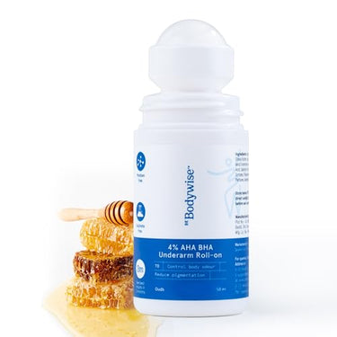 Be Bodywise 4% Aha Bha Underarm Roll On 50ml | 2% Lactic Acid, 1% Mandelic Acid, 1% Salicylic Acid | Controls Odour & Reduces Pigmentation | 0% Alcohol & 0% Aluminium | Oudh Fragrance